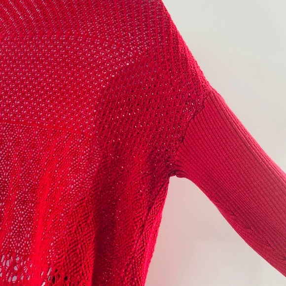 Eileen Fisher Red Silk Blend Knit Open Front Cardigan Sweater Size S - Picture 11 of 13